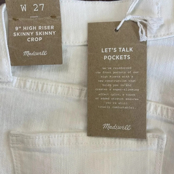 NWT Madewell Off White High Riser Skinny Crop size 27 Distressed Raw Hem - Picture 8 of 9